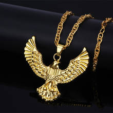 New HIP HOP Punk Biker Gold Color Titanium Stainless Steel Animal Eagle Hawk Wing Pendants Necklace for Men Women Jewelry  Chain 2024 - buy cheap