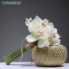 Орхидея цвета индиго 21 шт./лот белая, латексные орхидеи для невесты, банкета, настоящие на ощупь, искусственные цветы, украшение для свадебвечерние 2024 - купить недорого