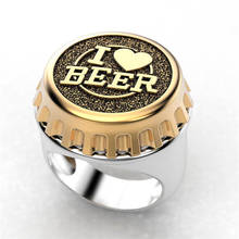 VAGZEB-anillo en forma de botella para hombre, diseño Punk Vintage, Color dorado y plateado, con forma de corazón, 2021 2024 - compra barato