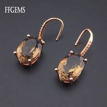 FFGems Natural Smoky Quartz Gray big stone Sterling 925 Silver Drop Earring Fine Jewelry For Women Party Wedding Gift wholesale 2024 - buy cheap