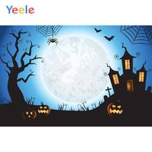 Yeele Fotofone Halloween Abóbora Lanterna Teia de aranha Morcego Lua Castelo Cenário Fotografia Vinil pano de Fundo Para Photo Studio 2024 - compre barato