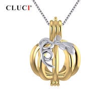 CLUCI 925 Sterling Silver Pendant Gold Color Pumpkin Pearl Cage Locket Pendant for Necklace For Women Halloween Gift SC319SB 2024 - buy cheap