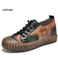 Zxryxgs tênis feminino de couro, sapatos retrô, clássico, planos de couro genuíno, nova plataforma, sapatos casuais, 2021 2024 - compre barato