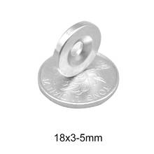 Imanes fuertes permanentes NdFeB de 5 ~ 100 piezas, 18x3mm, 18x3mm, agujero de 5mm, avellanado redondo, imán magnético de neodimio 18x3-5mm 2024 - compra barato