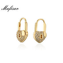 Mafisar Fashion Bohemian Design Heart Lock Hoop Earrings For Women Gold Color Female Party Jewelry Femme Brinco 2024 - buy cheap