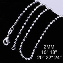 5pcs/lot Pure 925 Silver Necklaces For Women 2mm Bead Chain Long Necklace Collier Fashion Jewelry Accessories 16-24inch 2024 - buy cheap