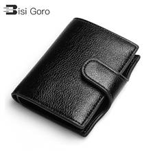 BISI GORO 2021 Wallet Women Small PU Leather Men Card Holder Smart Slim RFID Ladies Card Case Unisex Vintage Solid Money Bag 2024 - buy cheap