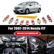 9 шт. для 2007-2010 2011 2012 2013 2014 Honda FIT Белый светодиодный внутренний светильник комплект потолочных ламп для чтения Карта купольная Лицензионная лампа 2024 - купить недорого