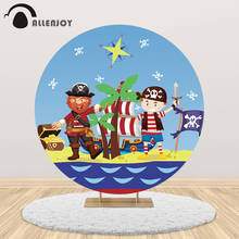 Allenjoy Cute Pirate Sea Flag Round Circle Backdrop Covers Birthday Newborn Party Background Photocall Photobooth Decor Banner 2024 - buy cheap