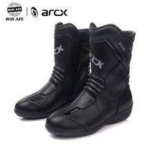 Arcx-botas femininas de couro bovino cano alto, à prova d'água, genuíno, motocicleta, motocross, cor preta 2024 - compre barato