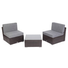 US Warehouse 3 Pieces Patio PE Wicker Rattan Sofa Set Patio Furniture Set 2024 - buy cheap