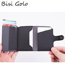 BISI GORO Protection Men Wallet RFID Blocking ID Credit Card Holder Leather Metal Aluminum Business Bank Card Case Card Wallet 2024 - buy cheap