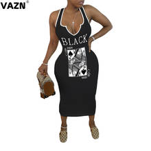 VAZN-Vestido largo elástico de talla grande para mujer, prenda Sexy de estilo libre, con cuello redondo y manga sin mangas, cintura alta, 2020 2024 - compra barato