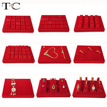 Red Velvet Jewelry Display Stand Tray Holder Stud Rings Earrings Pendant Necklace Jewelry Golden Accessories Storage Tray 2024 - buy cheap