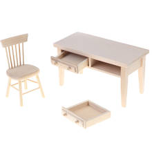 Mini casa de muñecas 1:12, muebles de escritorio, juego de sillas en miniatura para sala de estar, juguete para niños 2024 - compra barato