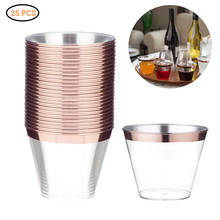 25 Pcs Clear Plastic Cups Disposable Wedding Party Gold Bronzing Plastic Cup Silver Rose Gold Bulk Party Drinking Accessories 2024 - buy cheap