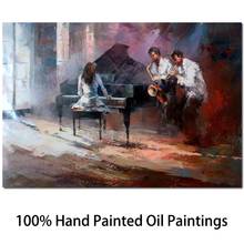 Beautiful Canvas Art For Home Decor Handmade Oil Paintings Figure Music Impressionist City Scenes Artwork Modern Wall Decorative 2024 - buy cheap