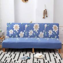 White Flowers Blue Nordic Stretch Elastic No Armrest Sofa Cover Slip Cover Polyester/Spandex Parlour Living Room 2024 - buy cheap