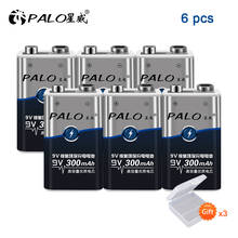 PALO 6pcs pre-charged 9v battery 9V batteries 6LR61 6F22 006p Nimh 300mah 9V Rechargeable Battery for Toy Remote 2024 - buy cheap