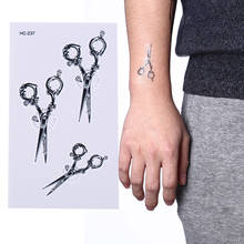 Tesoura 3d arte corporal e de braço, adesivo de tatuagem temporária, à prova d'água, harajuku, para homens e mulheres, tatuagem falsa de henna 2024 - compre barato