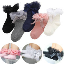 0-8Y Cute Princess Bowknot Lace Baby knee high Socks Non Slip Baby Girl Socks Newborns Infant Toddler Short Ankle Socks 2024 - buy cheap