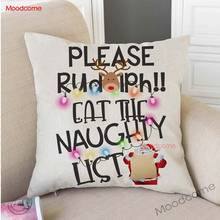 Funny Santa Claus Naughty List Humorous Letter Print Cotton Linen Home Decorative Pillow Case Christmas Farm Art Cushion Cover 2024 - buy cheap