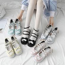 College style sweet lolita shoes vintage round head thick bottom women shoes cute bowknot lace hollow kawaii shoes loli cosplay 2024 - buy cheap