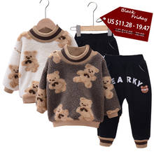 Winter 2020 new thickened boys' suit girls' suit 2-5 years old baby cartoon thickened two piece set baby thickened sweater and t 2024 - buy cheap