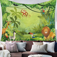 Selva tropical dos desenhos animados animal leão tapeçaria quarto decoração de casa cobertor parede tapeçaria quarto pendurado tapete yoga 2024 - compre barato