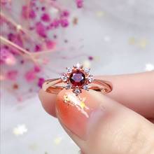 New original design sun flower moissanite opening adjustable ring rose gold shining noble charm women silver jewelry 2024 - buy cheap