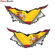 Três ratels FTC-1125 # grande par triangular rasgado metal espanha espanhol bandeira do condado vinil etiqueta do carro da motocicleta decalque 2024 - compre barato