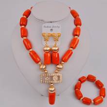 New Ladies Wedding Dress Accessories Orange Natural Coral Bead Necklace Nigeria Wedding Jewelry African Jewelry Set AU-205 2024 - buy cheap