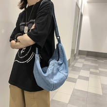 Повседневные Простые большие сумки на плечо, Женская холщовая вместительная сумка для покупок, джинсовая сумка через плечо, женская сумка-мессенджер 2024 - купить недорого
