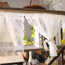 Cortina de renda branca pequena flor bordado malha de café fio puro curto coreano cortina para bar cozinha porta de armário 2024 - compre barato