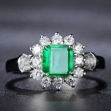 KNRIQUE Vintage Emerald Gemstone Lab Diamond Wedding Party Ring Anniversary Gift Fine Jewelry For Women Accessories Wholesale 2024 - buy cheap