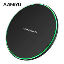 Azimiyo-carregador sem fio com led 10w, anel de luz led, carregamento rápido para iphone 11 pro, xr, xs max, 8 plus, x, samsung s9, s10 +, note 9 2024 - compre barato