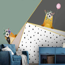 Milofi-papel tapiz 3D personalizado, mural nórdico minimalista de dibujos animados geométricos de animales, decoración de pared de fondo para habitación de niños 2024 - compra barato