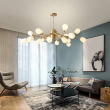 Modern and simple copper living room chandelier creative personality light luxury dining room bedroom magic bean chandelier 2024 - buy cheap