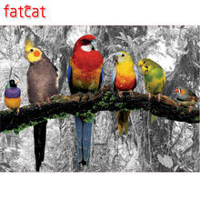Fatcat 5d faça você mesmo pintura de diamante quadro de papagaio bordado animal inteiramente quadrado broca redonda adesivos decoração ae19 2024 - compre barato