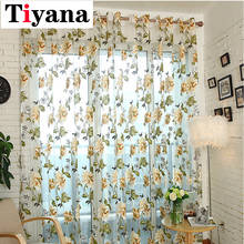 Hot Sale Luxury Rustic Purple Yellow Floral Tulle Sheer Curtains for Living room Bedroom Kitchen Window Drapes Treatment P223X 2024 - buy cheap