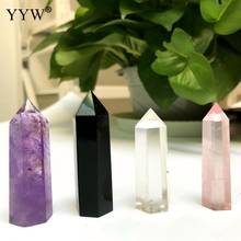 Crystal Stone Point A Set Tower Wicca Healing Crystal Hexagon Natural Minerals Magic Wand Home Decor Amethyst Rose Quartz 2024 - buy cheap