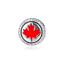 Canada Country Sign Crystal Beads for Jewelry Making Red Color Maple Charm Beads for Charms Bracelets Women Silver 925 Jewelry 2024 - buy cheap