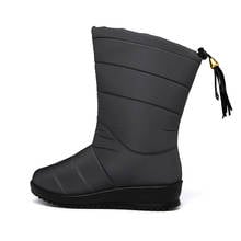 Botas de nieve informales para mujer, zapatos suaves, cuñas de piel cálida, talla 35-44, Invierno 2024 - compra barato