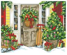 14/22/25ct  beautiful counted cross stitch kit home for the holidays Christmas door tree gift dim 70-08961 08961 2024 - buy cheap