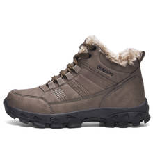 Botas de neve de inverno dos homens quente à prova dwaterproof água caminhadas botas de couro genuíno tênis esportes ao ar livre pelúcia caminhadas sapatos trekking 2024 - compre barato