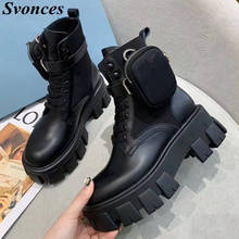 2021 Trend Chunky Combat Fall Boots Women Pocket Boot Lace Up Ladies Ankle Boots Platform Shoes Genuine Leather Autumn Winter 2024 - buy cheap