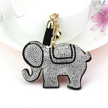 Fashion Elephant Keychain Female Cute Key Chains Kkey Covers The Rhinestone Mosaic Leather Fringed Key Cap Gift Mix Colors TZ27 2024 - buy cheap