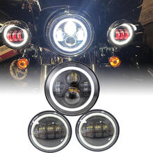 7" Inch Black Chrome LED Projector Motor Headlight + 4 1/2 Passing Lights For Touring Electra Glide 2024 - buy cheap