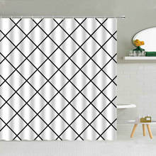 Black and White Square Lattice Shower Curtain  Modern Simple Creative Geometry Bathroom Cloth Curtains Set Home Bathtub Decor 2024 - buy cheap