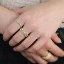 Прямая поставка минималистичные милые кольца на удачу CZ очаровательные модные ювелирные изделия синие бирюзы обручальные кольца для женщин на свадьбу вечеринку годовщину 2024 - купить недорого